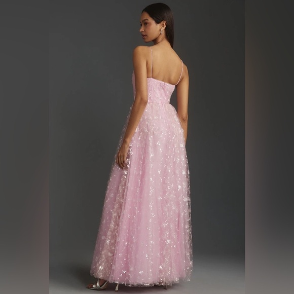 Anthropologie ML Monique Lhuillier Sequin Lace Maxi Dress - Picture 2 of 7